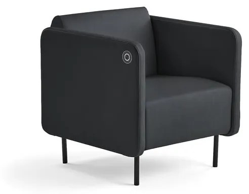 Kreslo CLEAR s USB zásuvkou, koženka, antracitovo šedá