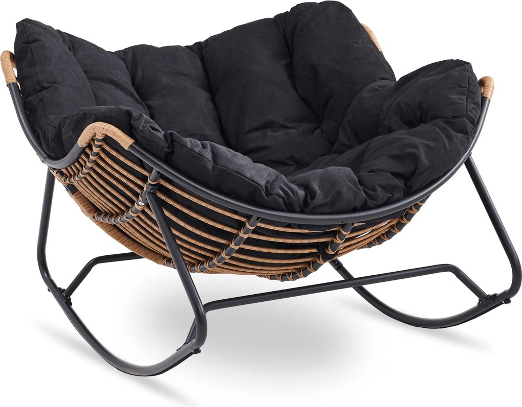 Záhradné hojdacie kreslo na terasu, do obývačky čierne ELTON