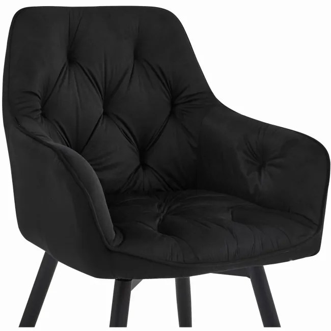 Set dvoch jedálenských otočných stoličiek JORK360 zamatové, čierne (čierne nohy) 2 ks