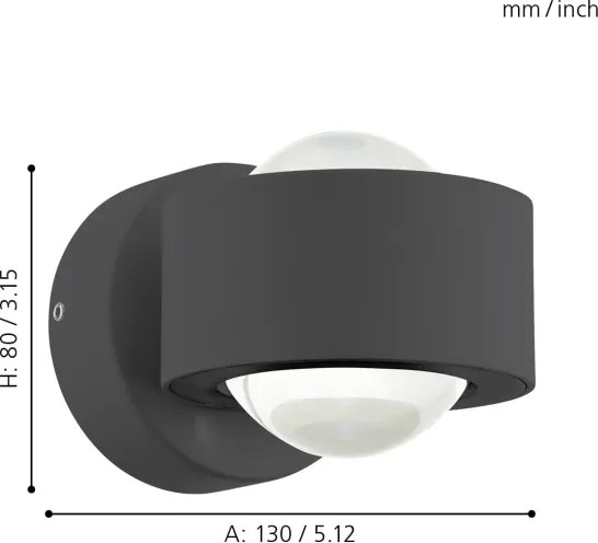 Eglo 64496 - LED nástenné svietidlo ONO PRO 2xLED/2,5W/230V antracit