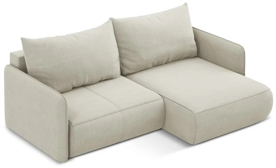 Krémovobiela rozkladacia/s úložným priestorom rohová pohovka (pravý roh) Nanea – Makamii