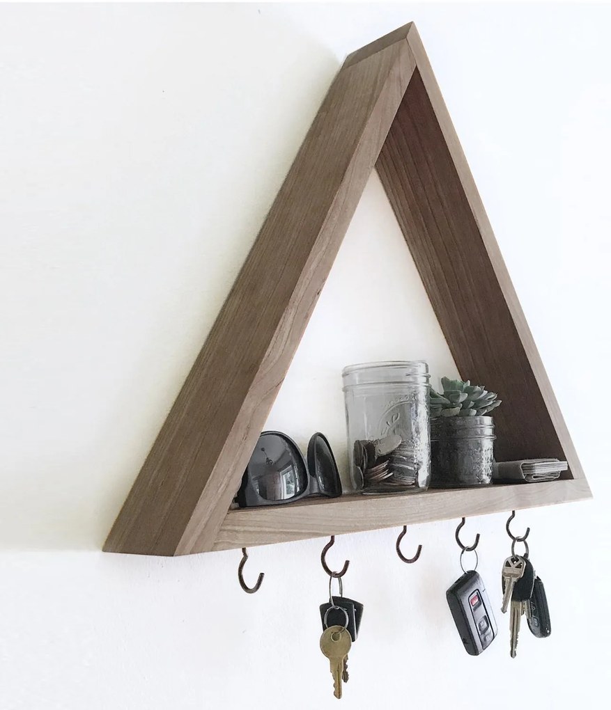 Nástenná polica na kľúče Huraj z masívu orech