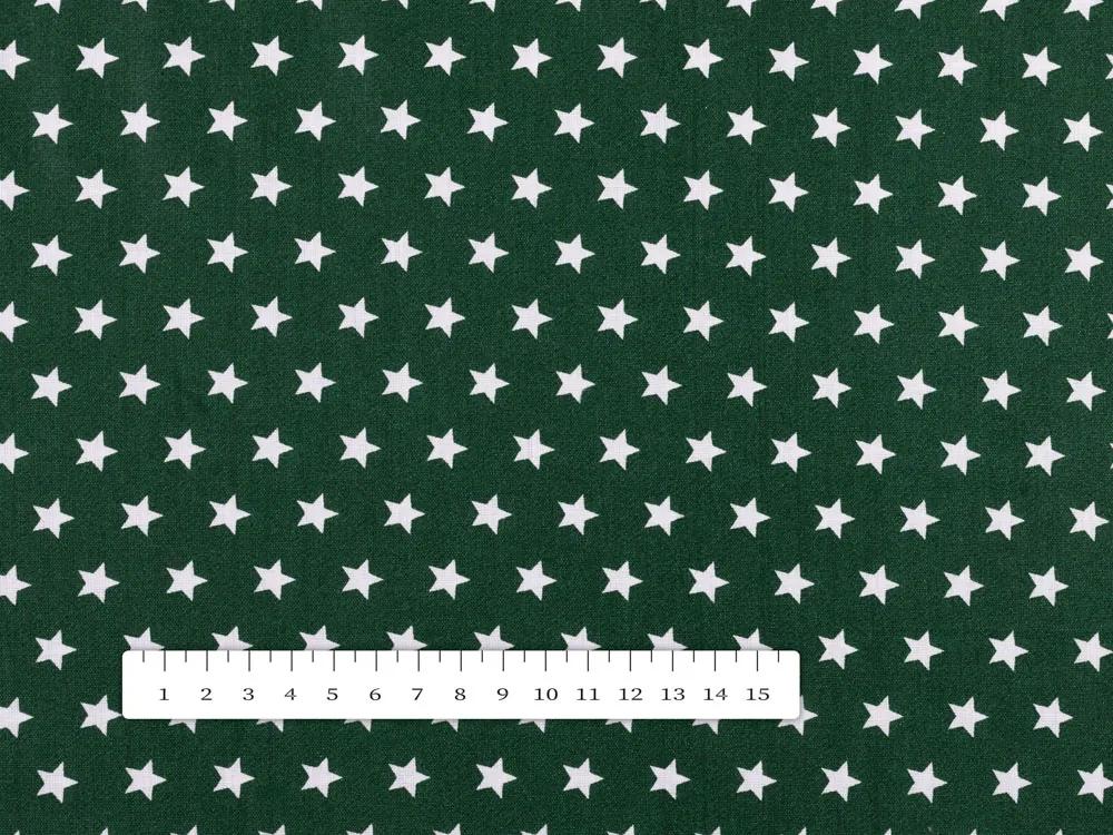 Biante Detské bavlnené posteľné obliečky do postieľky Sandra SA-350 Biele hviezdičky na tmavo zelenom Do postieľky 100x135 a 40x60 cm