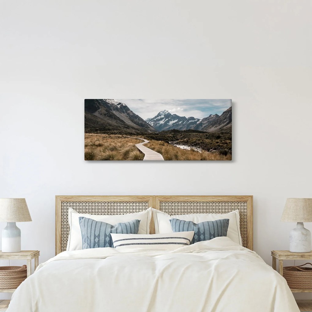 Obraz - Chodník v údolí hory Mt. Cook (120x50 cm)