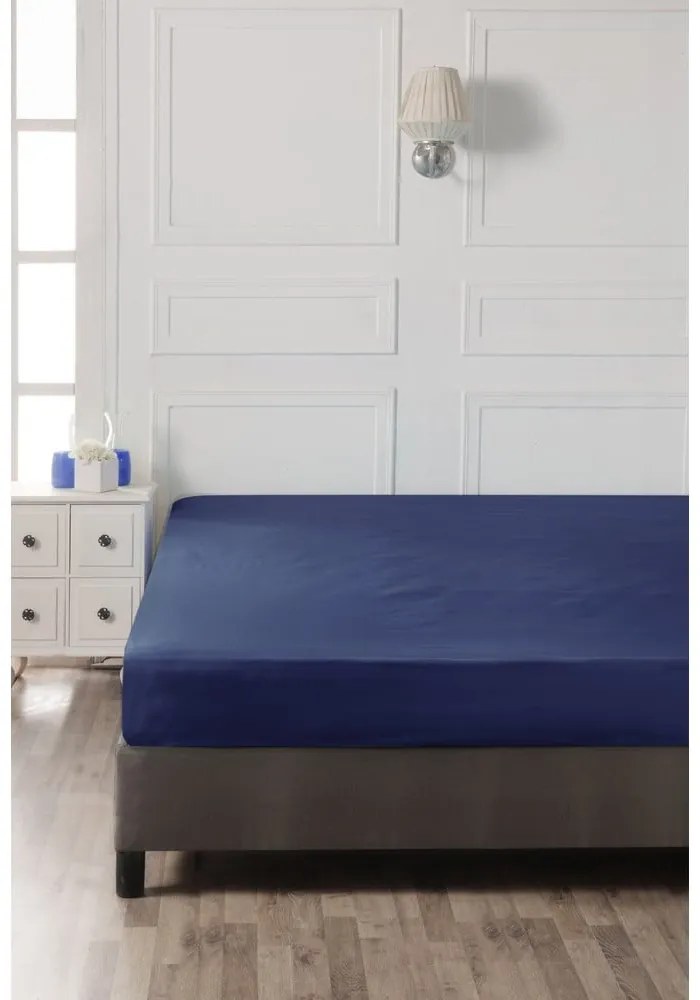 Tmavomodrá napínacia bavlnená plachta 140x200 cm – Mijolnir