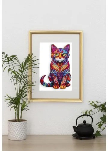 Kruzzel 22878 Dřevěné puzzle kočka 130 dílů, 38 x 24 cm