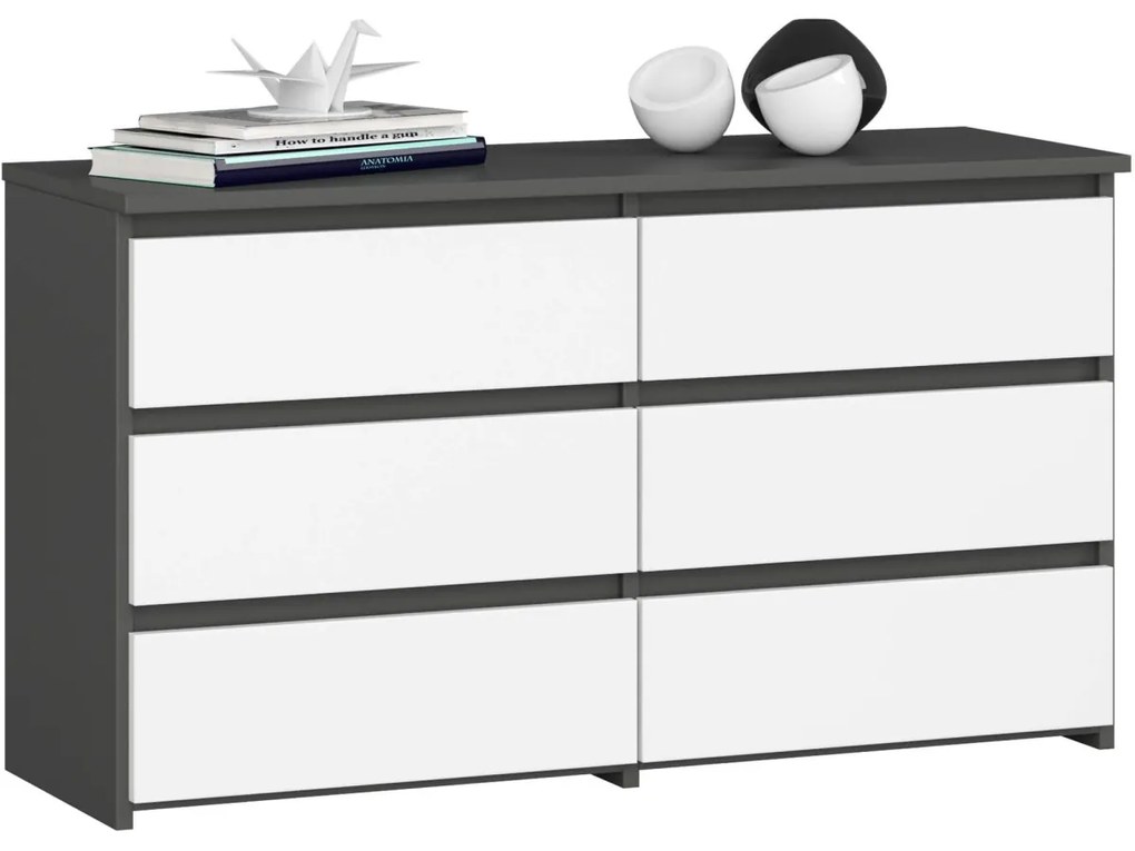 Komoda CL6 100 cm grafitovo šedá/biela