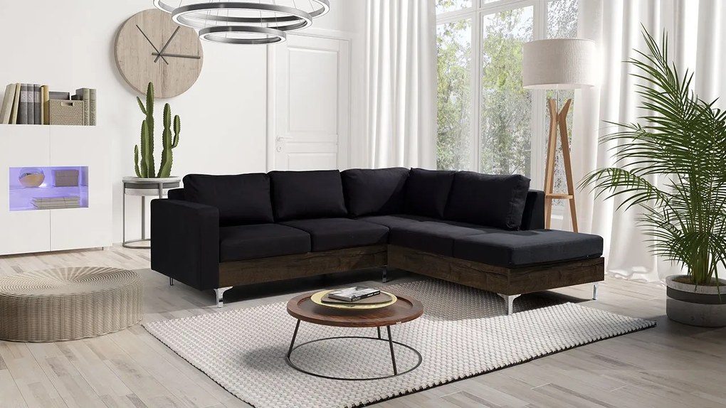 Rohová pohovka Hermes Wood, Farby: Avellino 118, Farby nožičiek: dub artisan, Strana: ľavá