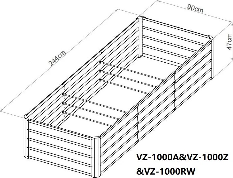 Vyvýšený záhradný záhon BestBerg VZ‑1000RW / 1000 l / 240 × 90 × 47 cm / dekor dreva
