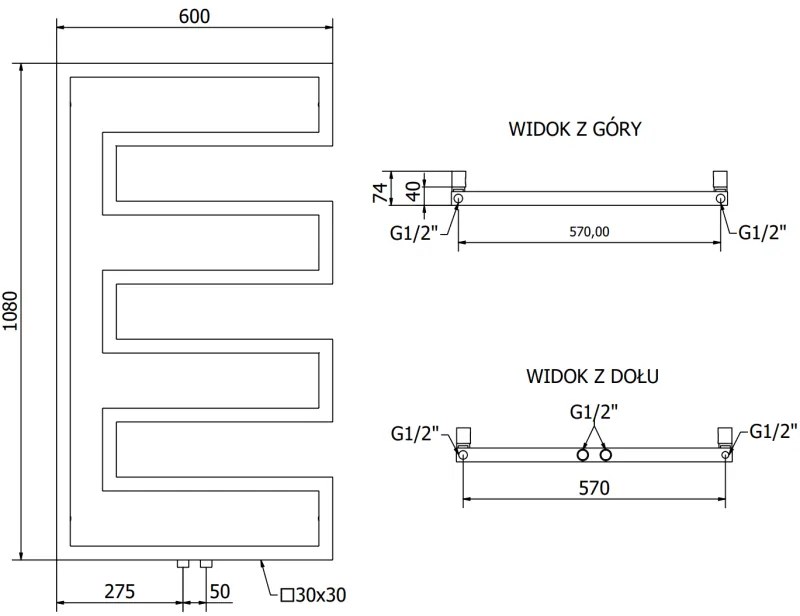 Mexen Florida, vykurovacie teleso 1080 x 600 mm, 358 W, biela, W206-1080-600-00-20