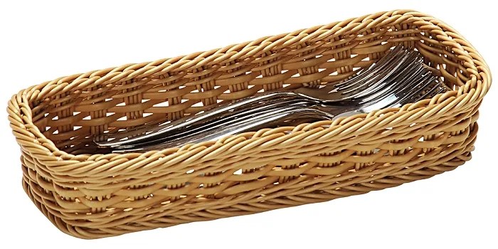 Prútený plastový košík, organizér na príbory WICKER 28 x 11,5 x 8,5 cm