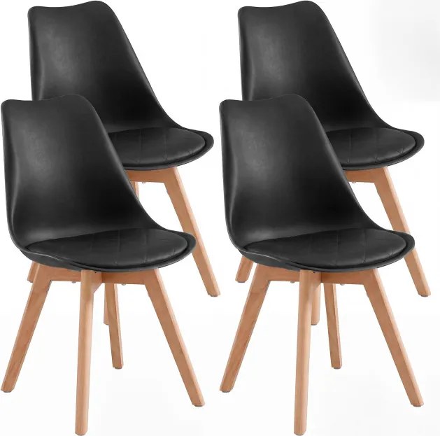 Set štyroch jedálenských stoličiek KDCB35888BH01 (4 ks) čierne / hnedé nohy