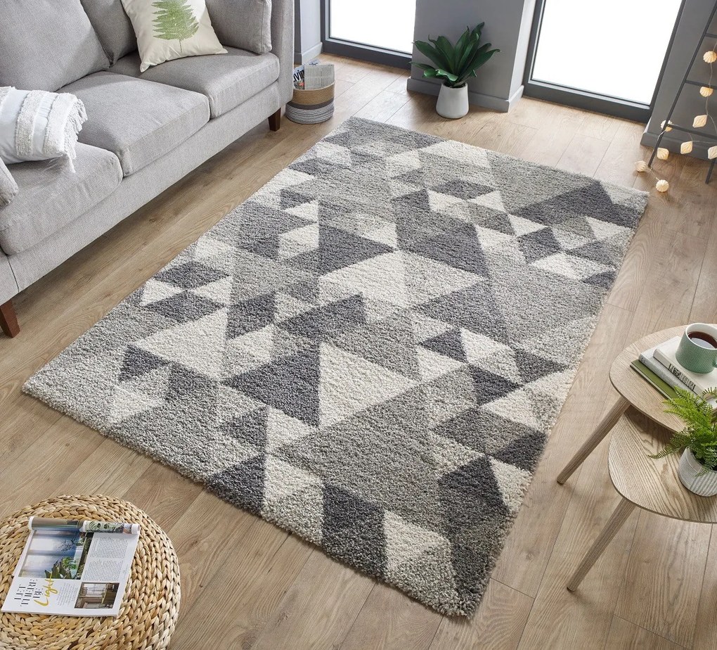Flair Rugs 160x230 cm Kusový koberec DAKAR Nuru Grey / Ivory, šedá, chodba / predsieň