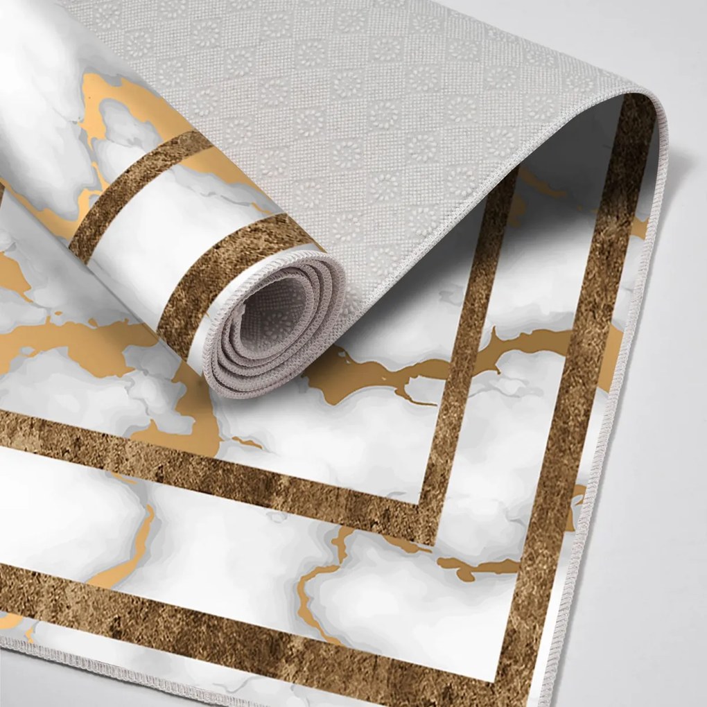 Súprava 2 kusov kúpeľňových predložiek MarmorLike biela/zlatá