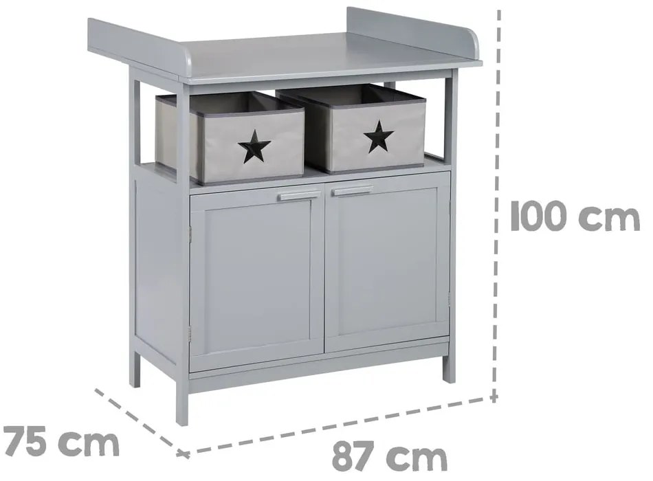 Sivá detská komoda s prebaľovacím pultom 87x100x75 cm Hamburg – Roba