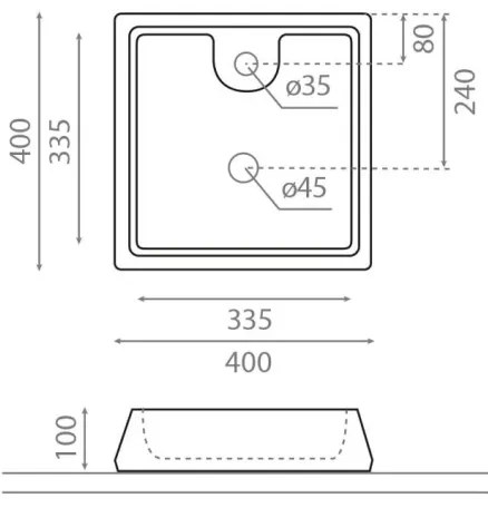 Bathco 4003 - Umývadlo na dosku GALICIA 40x40 cm porcelán/biela