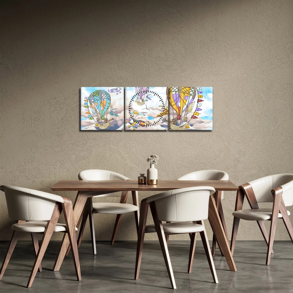 Obraz - Výprava v oblakoch (s hodinami) (90x30 cm)