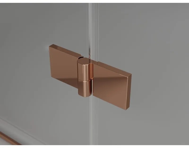 Mexen Lunar-F Duo, skladací sprchový kút 90 x 70 cm, 8mm číre sklo, profil ružové zlato, 836-090L-070P-60-00