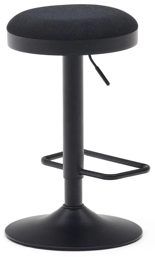 Čierne čalúnené barové stoličky v súprave s nastaviteľnou výškou 2 ks (výška sedadla 53,5 cm) Zaib – Kave Home