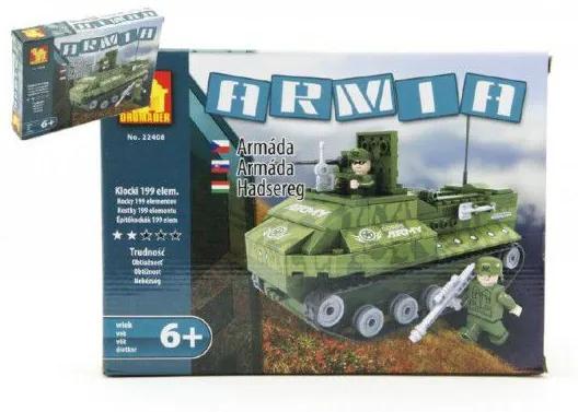 Stavebnice Dromader Vojáci Tank 22408 199ks v krabici 25,5x18,5x4,5cm
