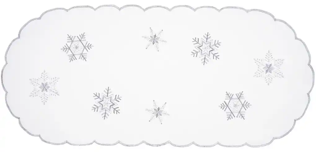 Forbyt Vianočný obrus Vločky biela, 40 x 90 cm | BIANO