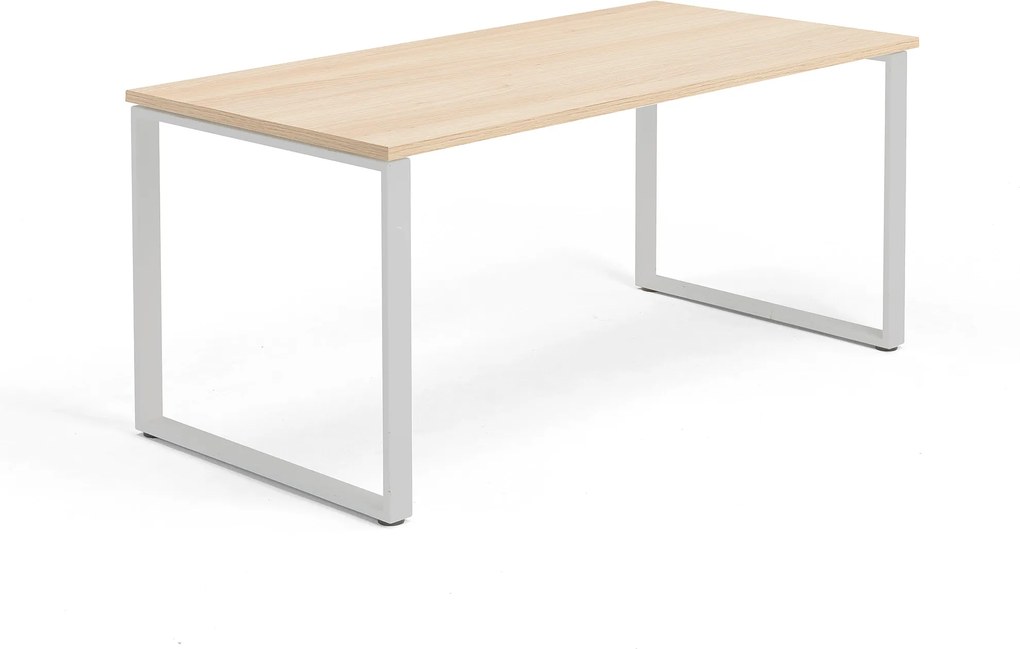 Kancelársky pracovný stôl Modulus, O-rám, 1600x800 mm, dub/strieborná