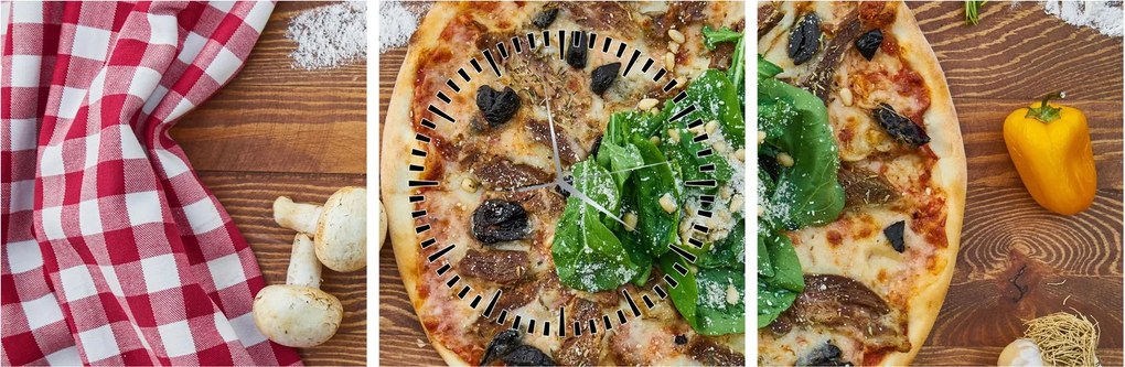 Obraz pizze (s hodinami) (90x30 cm)