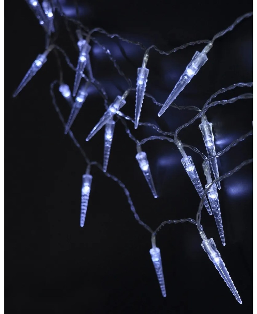 Solight Svetelná vonkajšia reťaz s 50 LED akrylátovými cencúľmi, 7,5 m