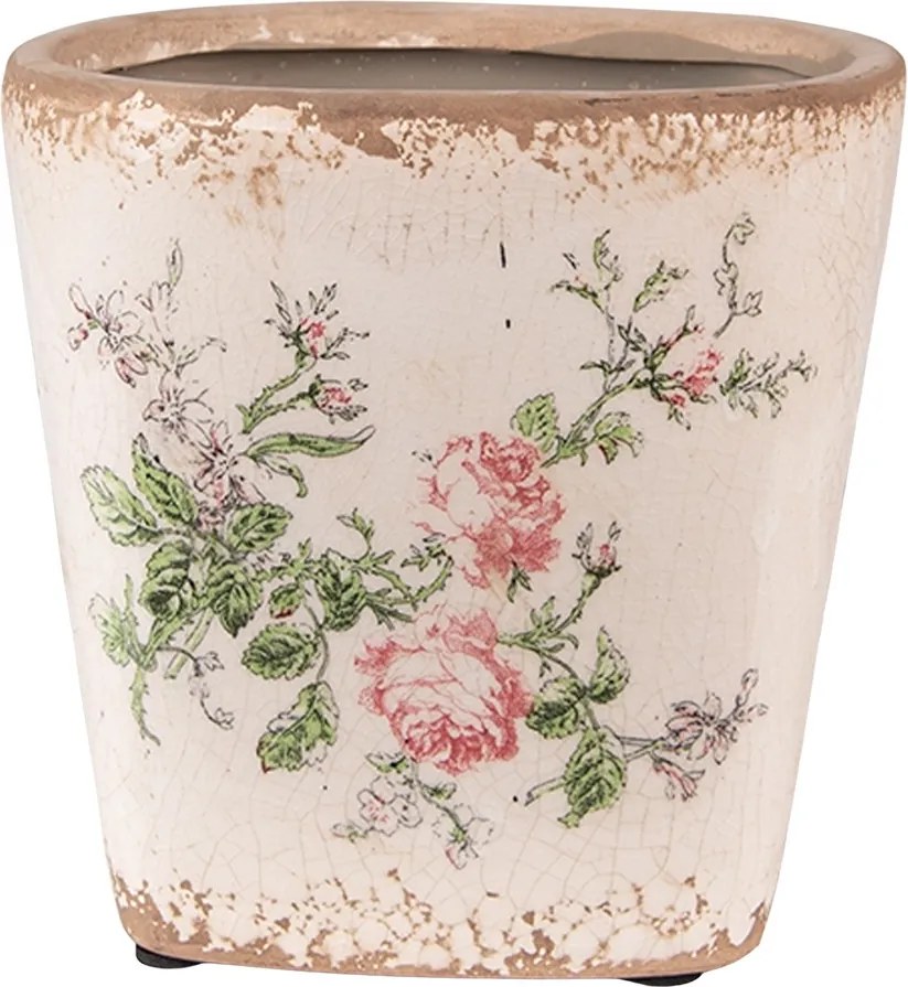 Keramický obal na kvetináč s ružami Rossia S - 13*13*12 cm