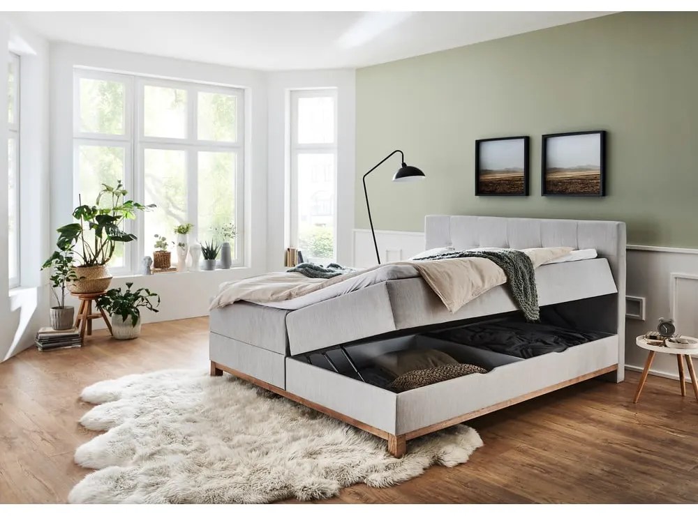 Svetlosivá boxspring posteľ s úložným priestorom 180x200 cm Catania - Meise Möbel