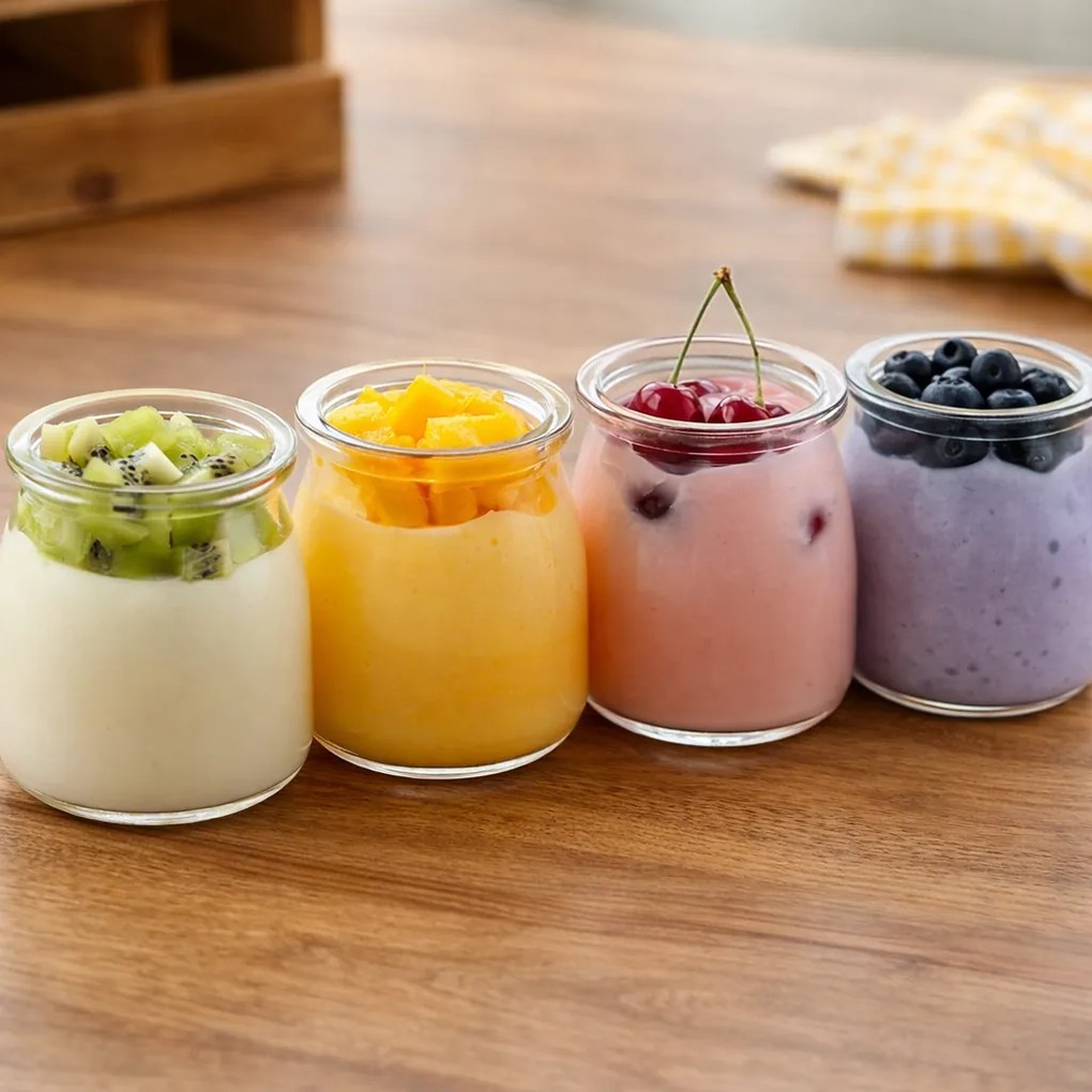 VILDE Sada 4ks pohárov na jogurt a dezert s viečkami, 300ml