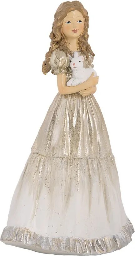 Christmas Decoration Figurine Girl 14x11x22 Cm Beige Plastic - 14.0 cm