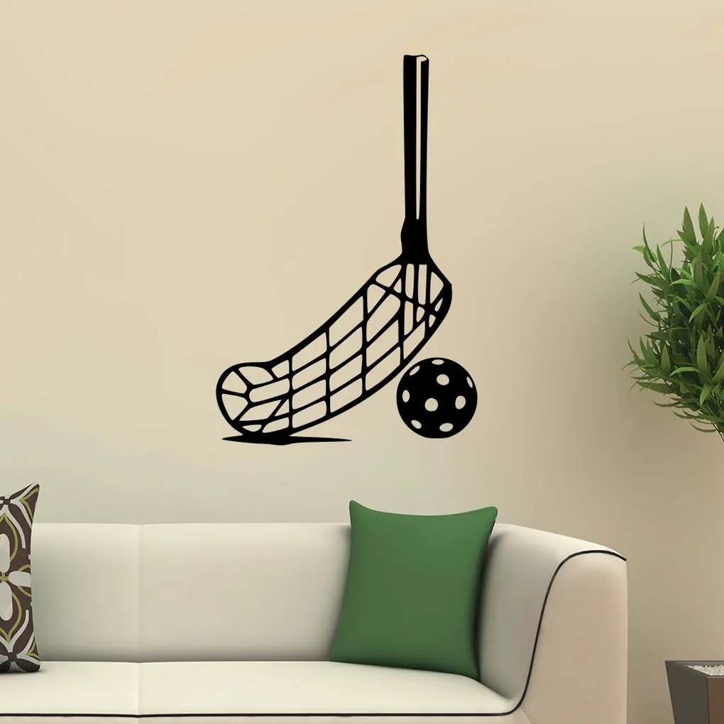 Veselá Stena Samolepka Florbalka a loptička Farba: šedá, Veľkosť: 40 x 27 cm