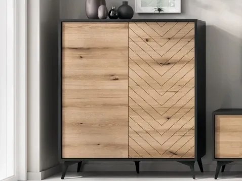 Vysoká skrinka Diamond, čierna/dub%