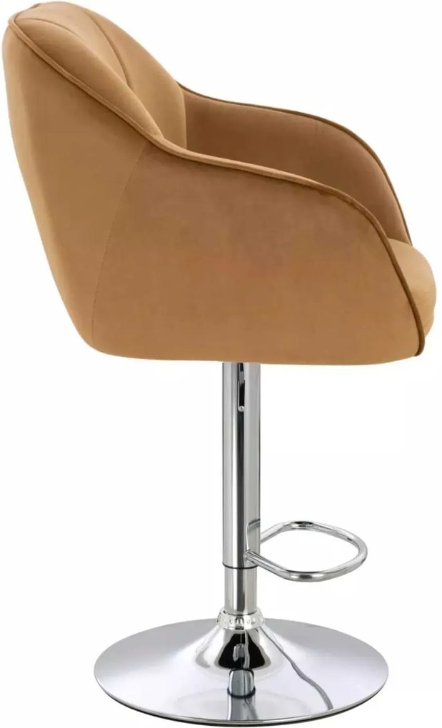 LuxuryForm DESIGN Barová stolička AVOLA VELUR na striebornom tanieri - medová