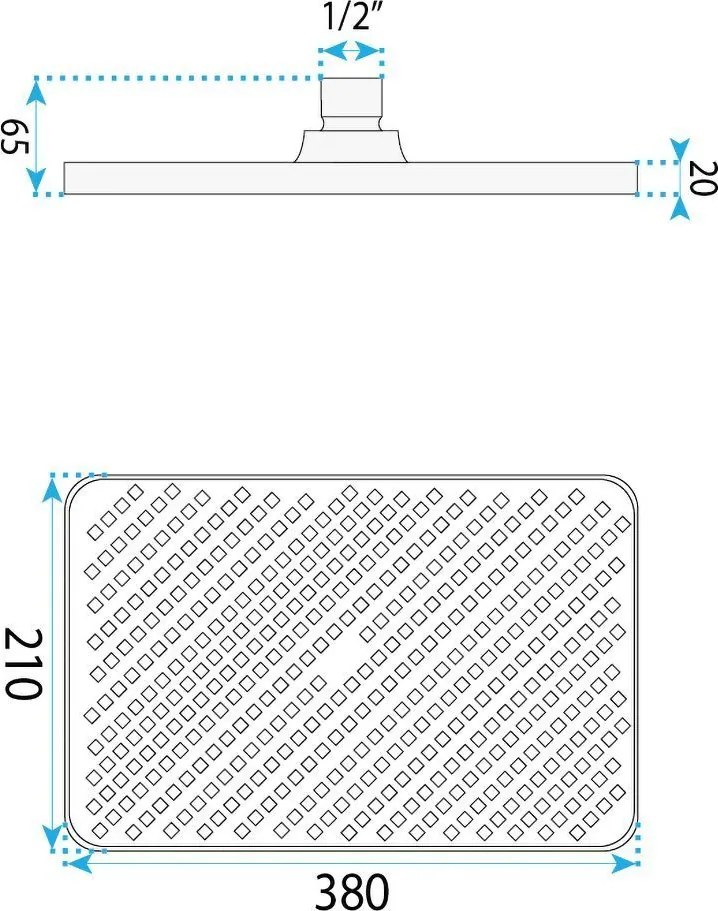 Rea Rea, obdĺžniková dažďová sprcha 380x210 mm, JS-032, chrómová, REA-P0392