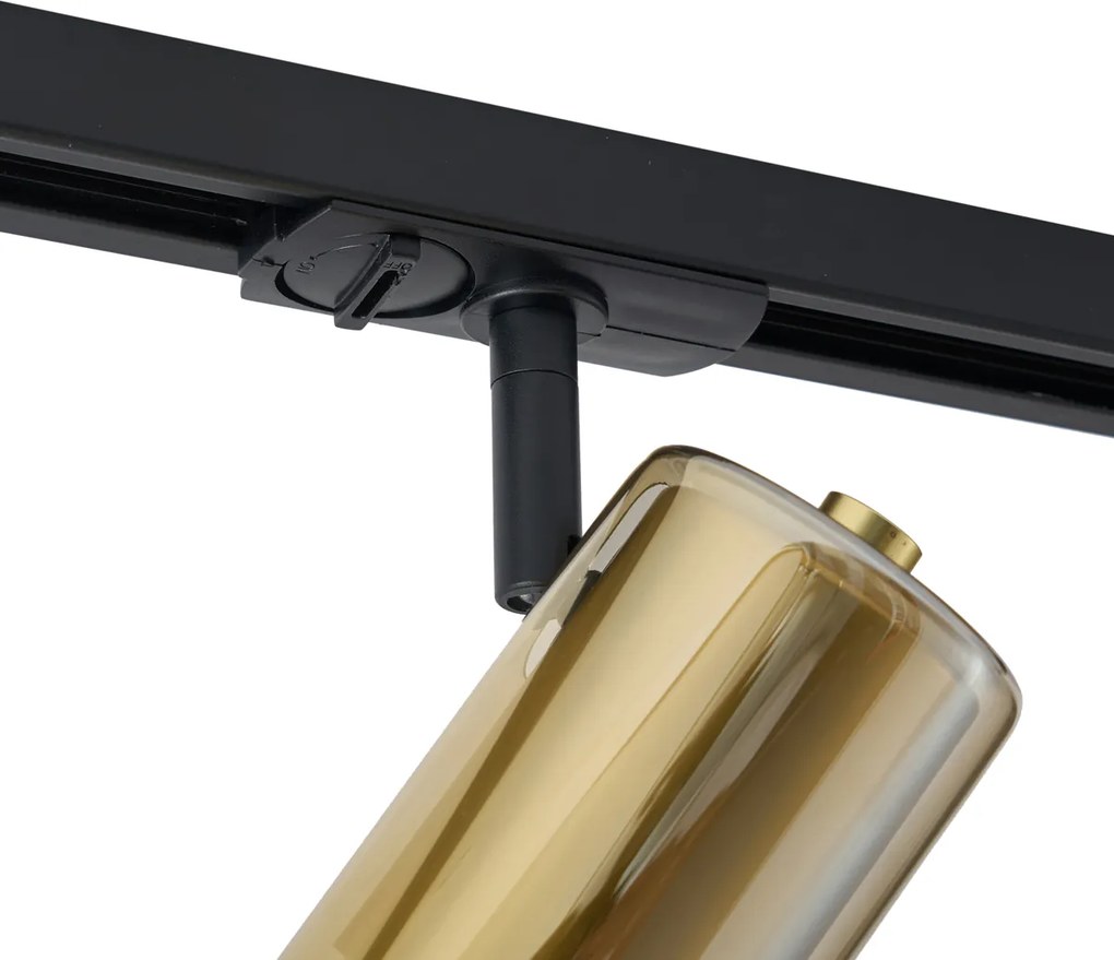 Modern railsysteem zwart met 3 spots goud 1-fase - Iconic Lloyd
