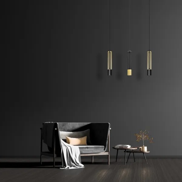 LED Luster na lanku BARS 3xGU10/4,8W/230V čierna/zlatá