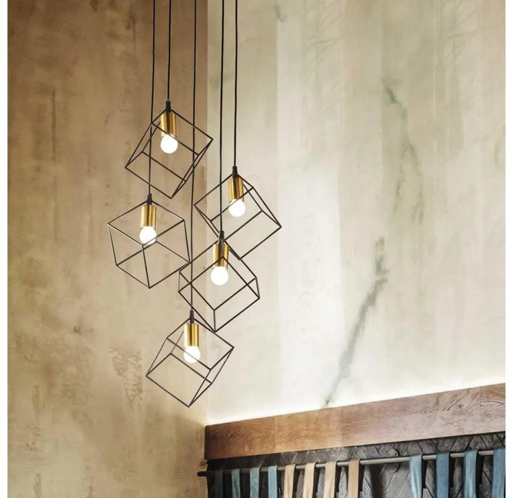 Ideal Lux - Luster na lanku ICE 5xE27/60W/230V pr. 50 cm čierna
