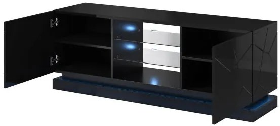 Televízny stolík Cama QIU 160 čierny lesk/čierny lesk