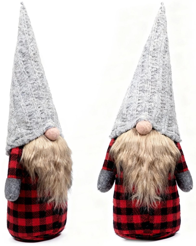 Vánoční skřítek ELF 055 - 50 cm červeno-šedý