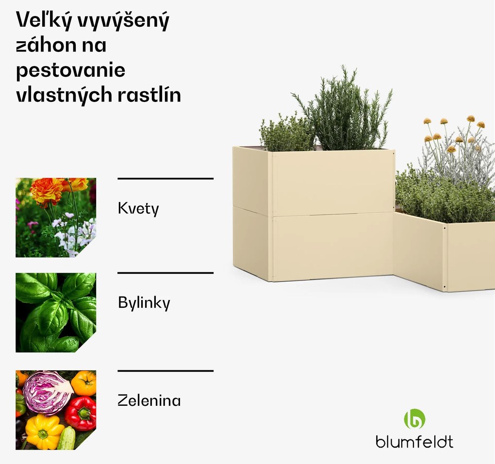 Blumfeldt Versagrow vyvýšený záhon s 12 modulmi, individuálny tvar, hrúbka 1 mm, nehrdzavejúca oceľ