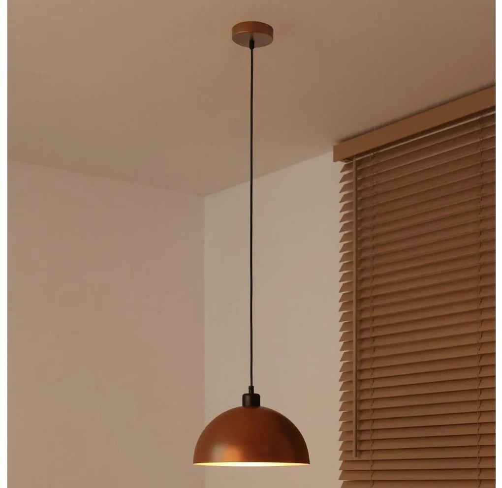 Duolla - Závesné svietidlo na lanku IRONLINE 1xE27/15W/230V pr. 27 cm medená/čierna