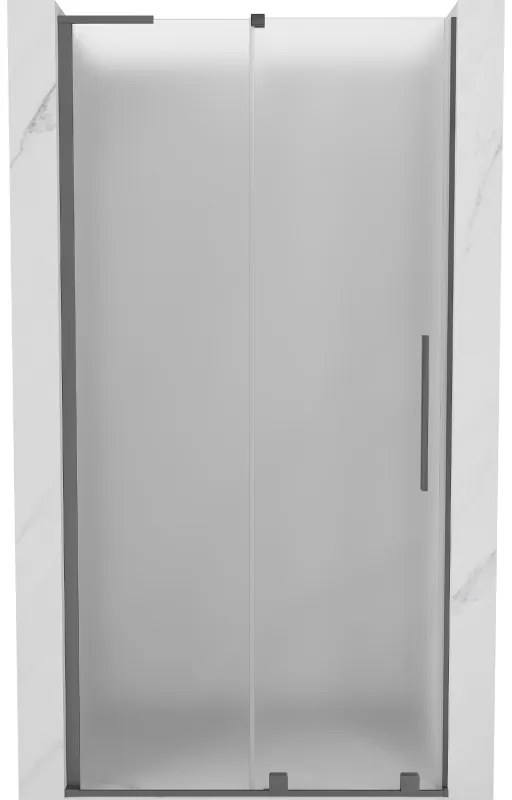 Mexen Velar L, posuvné sprchové dvere do otvoru 120 cm, 8mm sklo námraza, brúsený grafit, 871-120-003-31-95