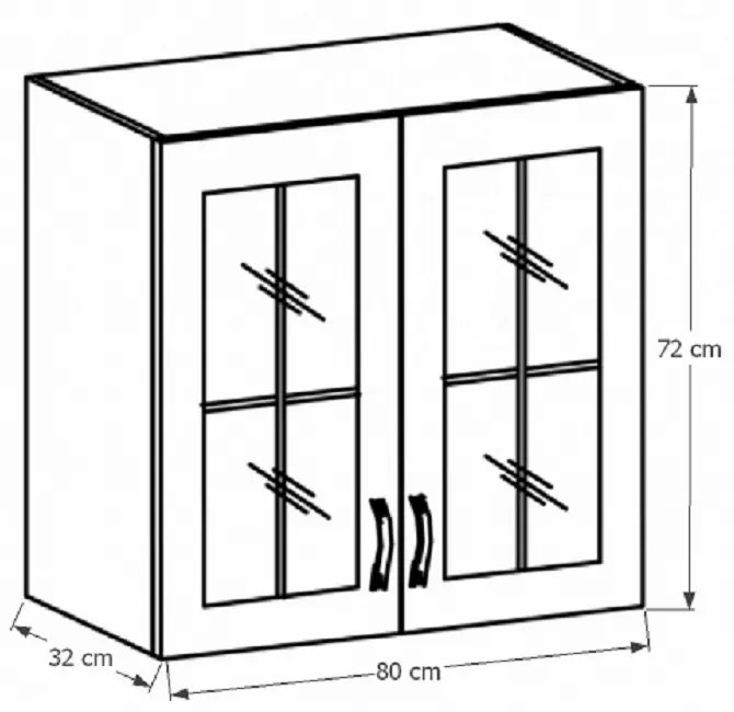 Horná kuchynská skrinka so sklom G80S Sillina (sosna andersen). Vlastná spoľahlivá doprava až k Vám domov. 1015061