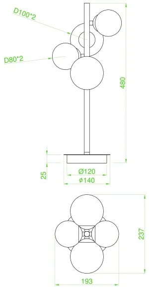 Wofi 8014.04.24.9000 - LED Stolná lampa 4xG9/3W/230V čierna