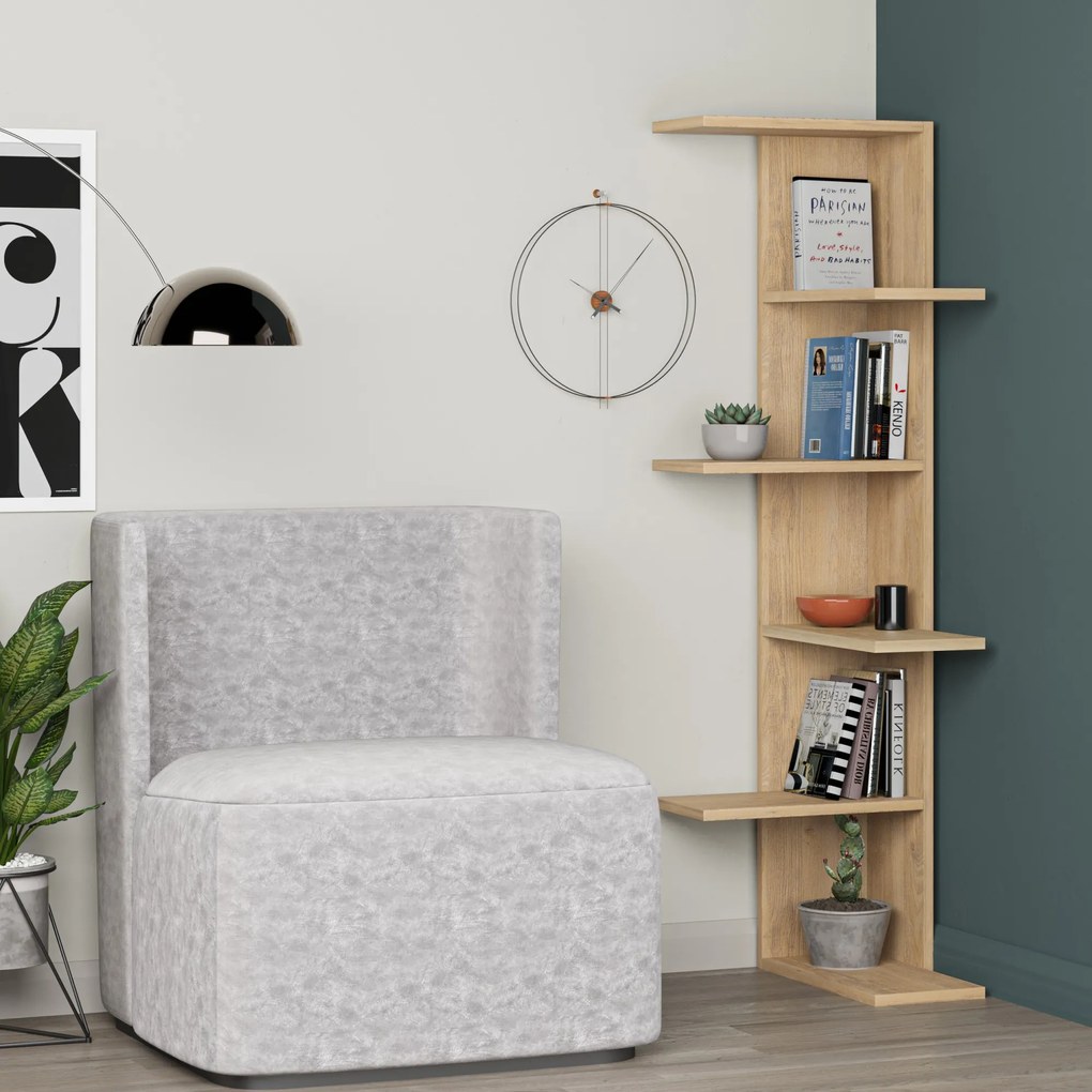 Rohová knižnica Houseland Saso dub zafírový