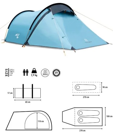 Turistický stan  North Peak NILS Camp NC6003 - modrý