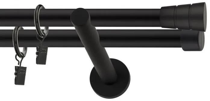 Dekorstudio Garniža dvojradová BASIC čierna-matná 19mm Dĺžka: 360cm, Typ príslušenstva: Krúžky tiché so štipcami