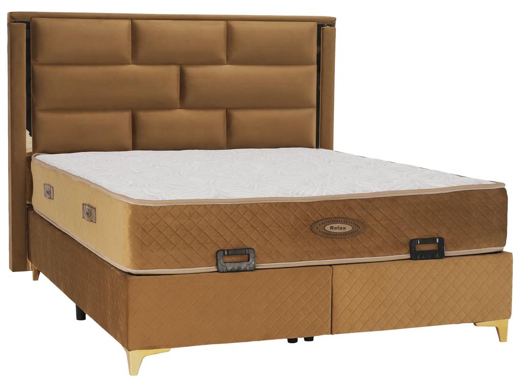Kondela Boxspringová posteľ 160x200, svetlohnedá, GOLDBIA
